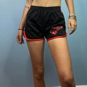 VINTAGE 80s BLACK AND ORANGE CHAMPION ATHLETIC GYM SHORTS CEDARBURG BULLDOGS